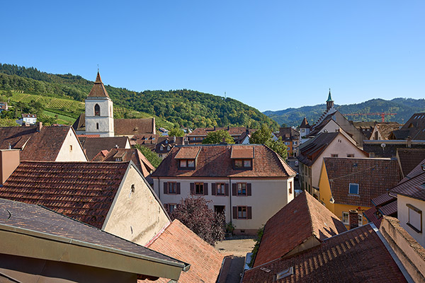 Ausblick vom Hotel über die Staufener Altstadt